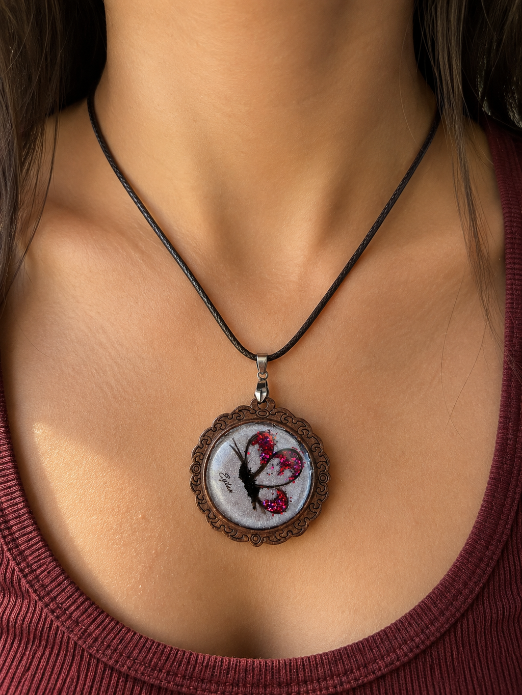 Personalized Hair Keepsake Pendant - Butterfly