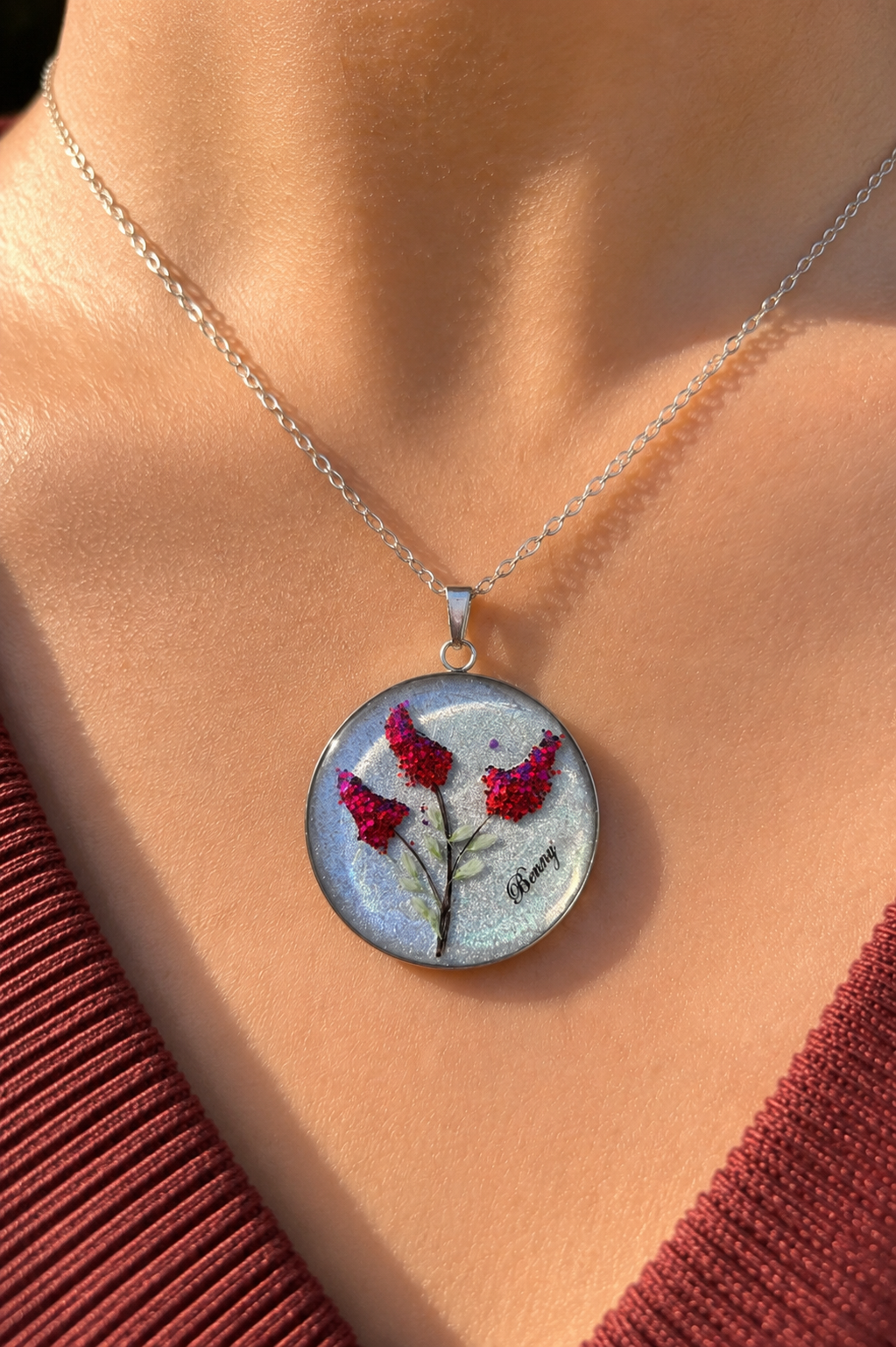 Personalized Hair Keepsake Pendant - Floral
