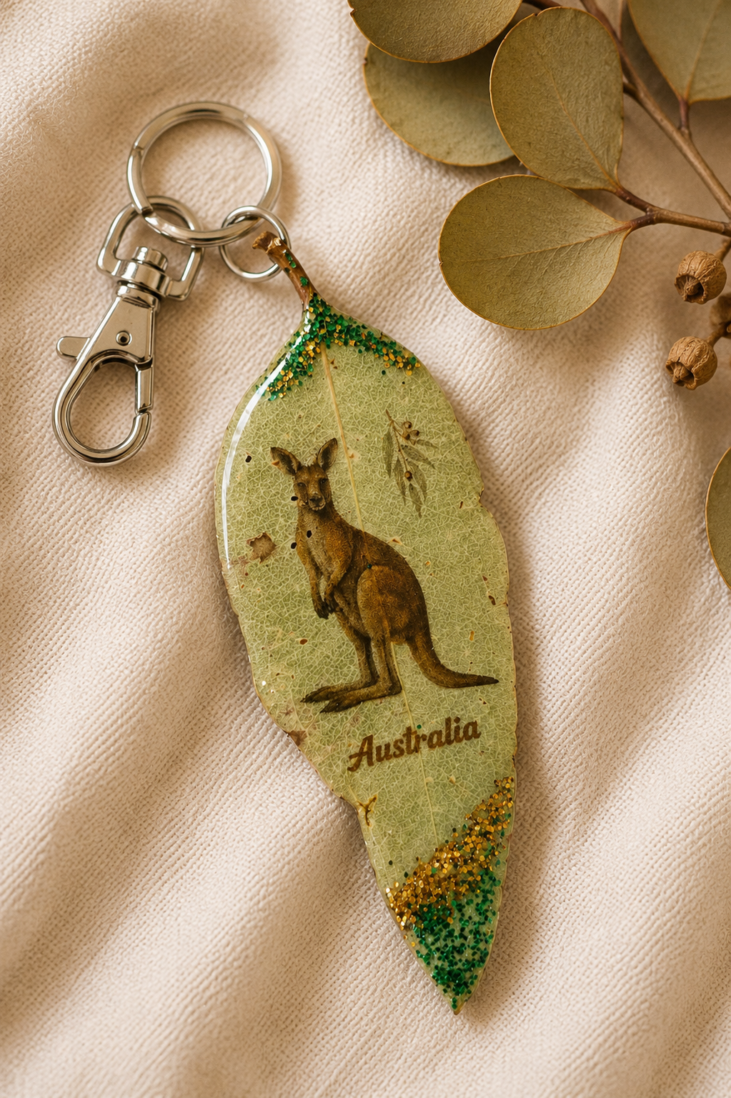 Australian Eucalyptus Leaf Keychain