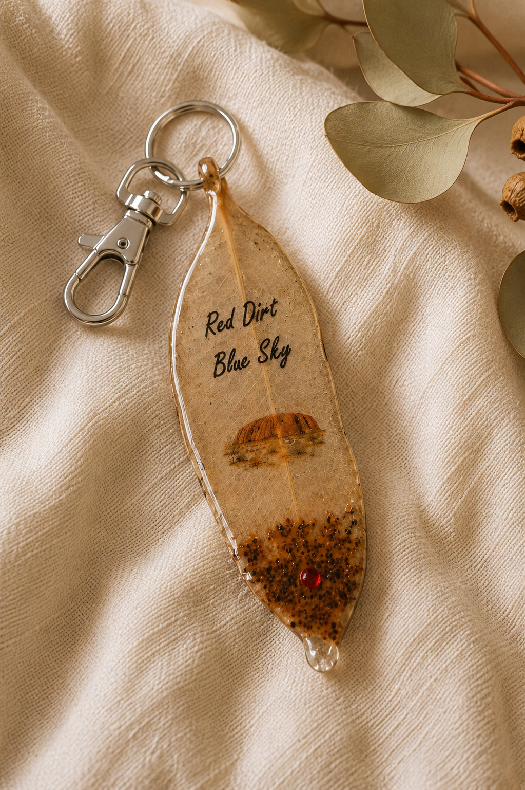 Australian Eucalyptus Leaf Keychain