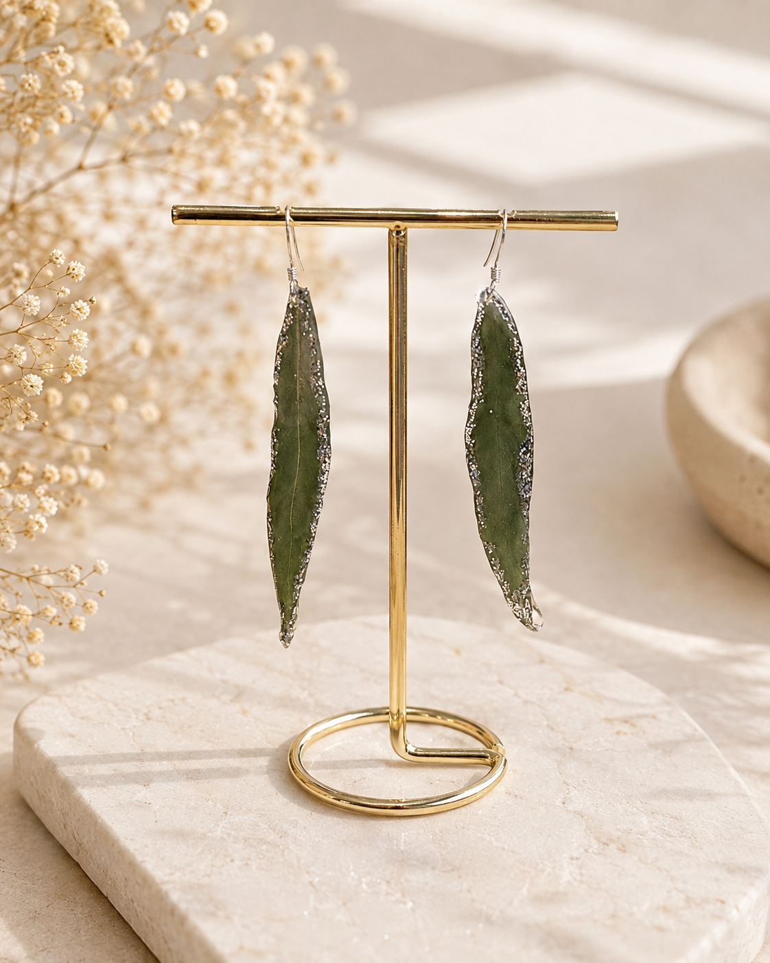 Eucalyptus Leaf Pendant & Earrings Set