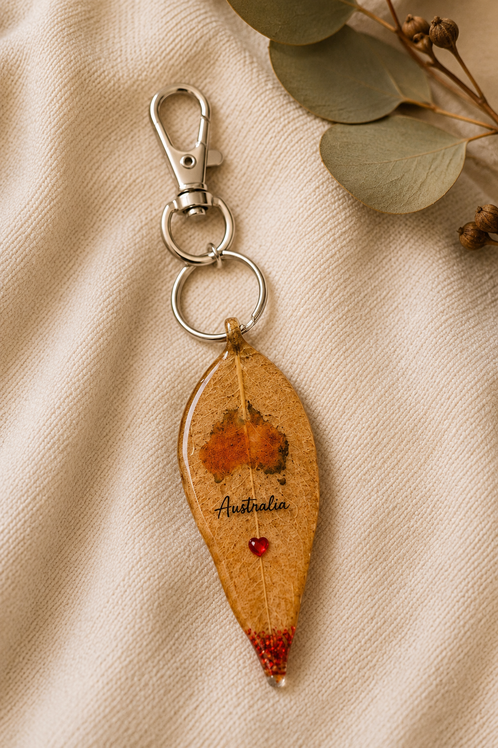 Australian Eucalyptus Leaf Keychain