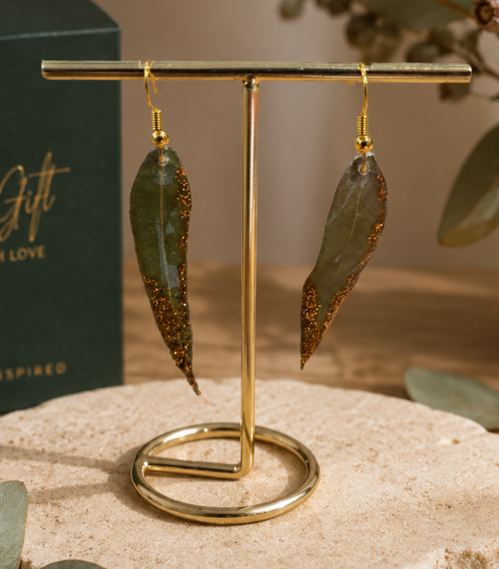 Eucalyptus Leaf Pendant & Earrings Set