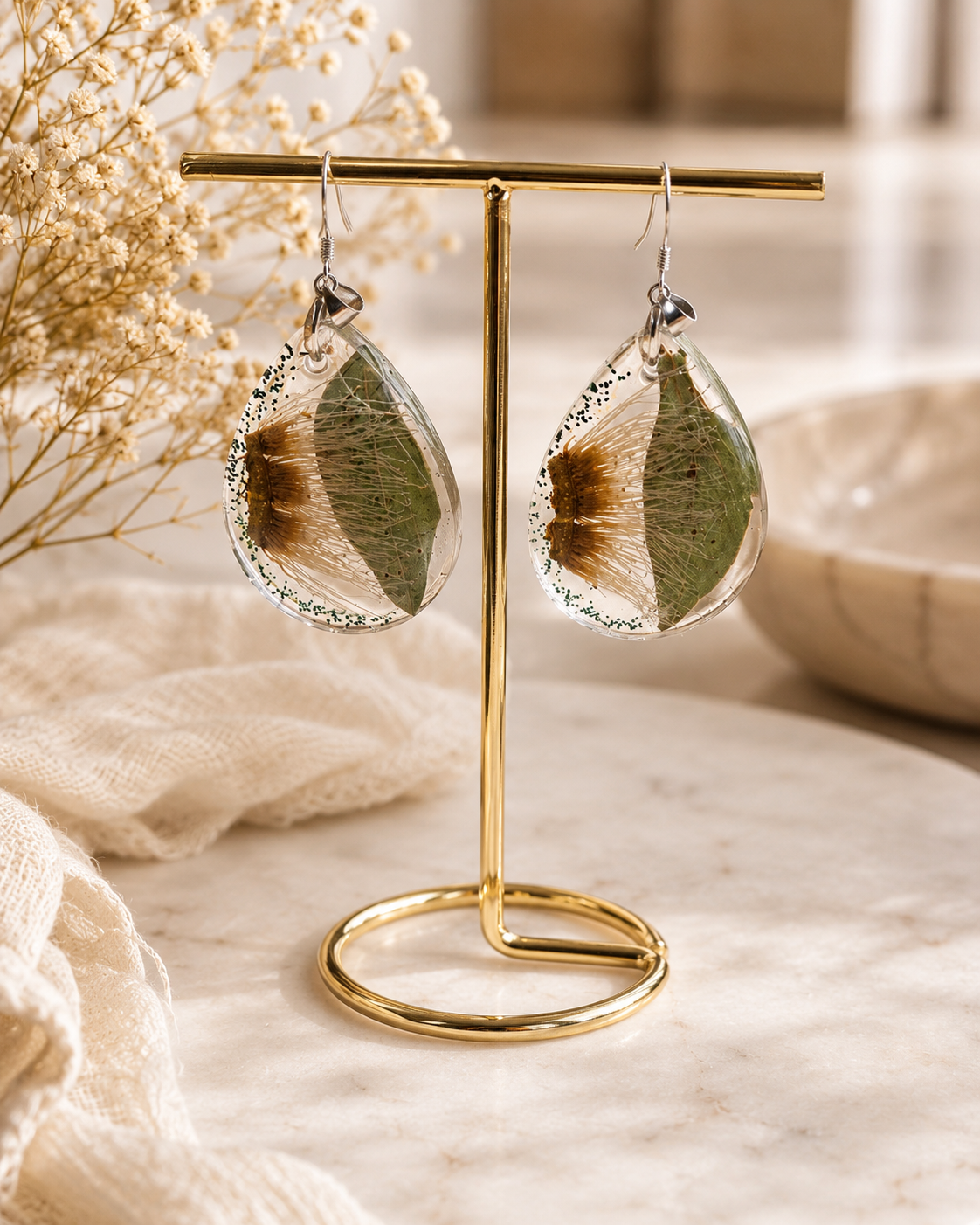 Eucalyptus Blossom Pendant amd Earrings