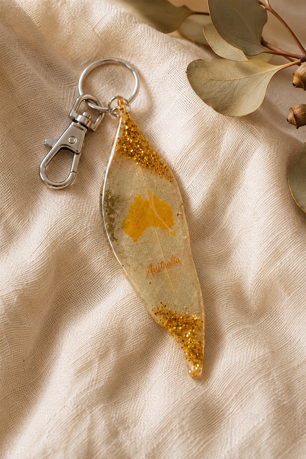 Australian Eucalyptus Leaf Keychain