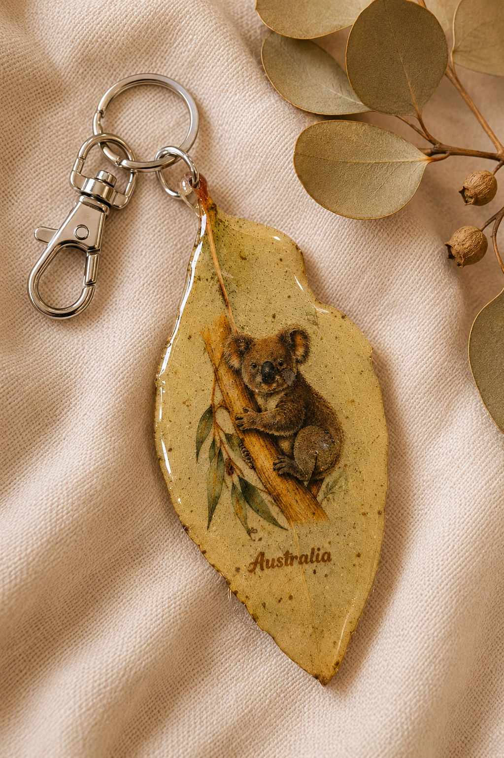 Australian Eucalyptus Leaf Keychain