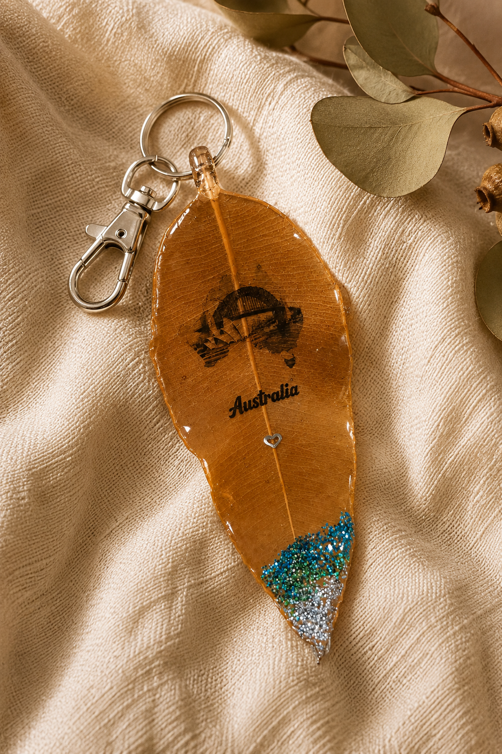Australian Eucalyptus Leaf Keychain