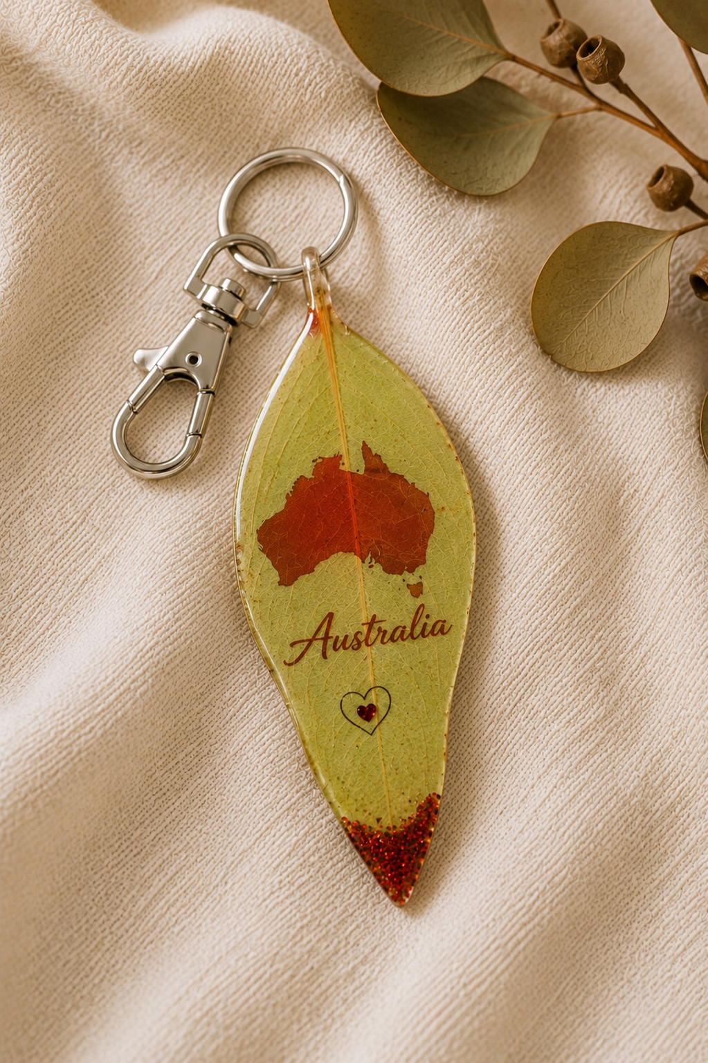 Australian Eucalyptus Leaf Keychain