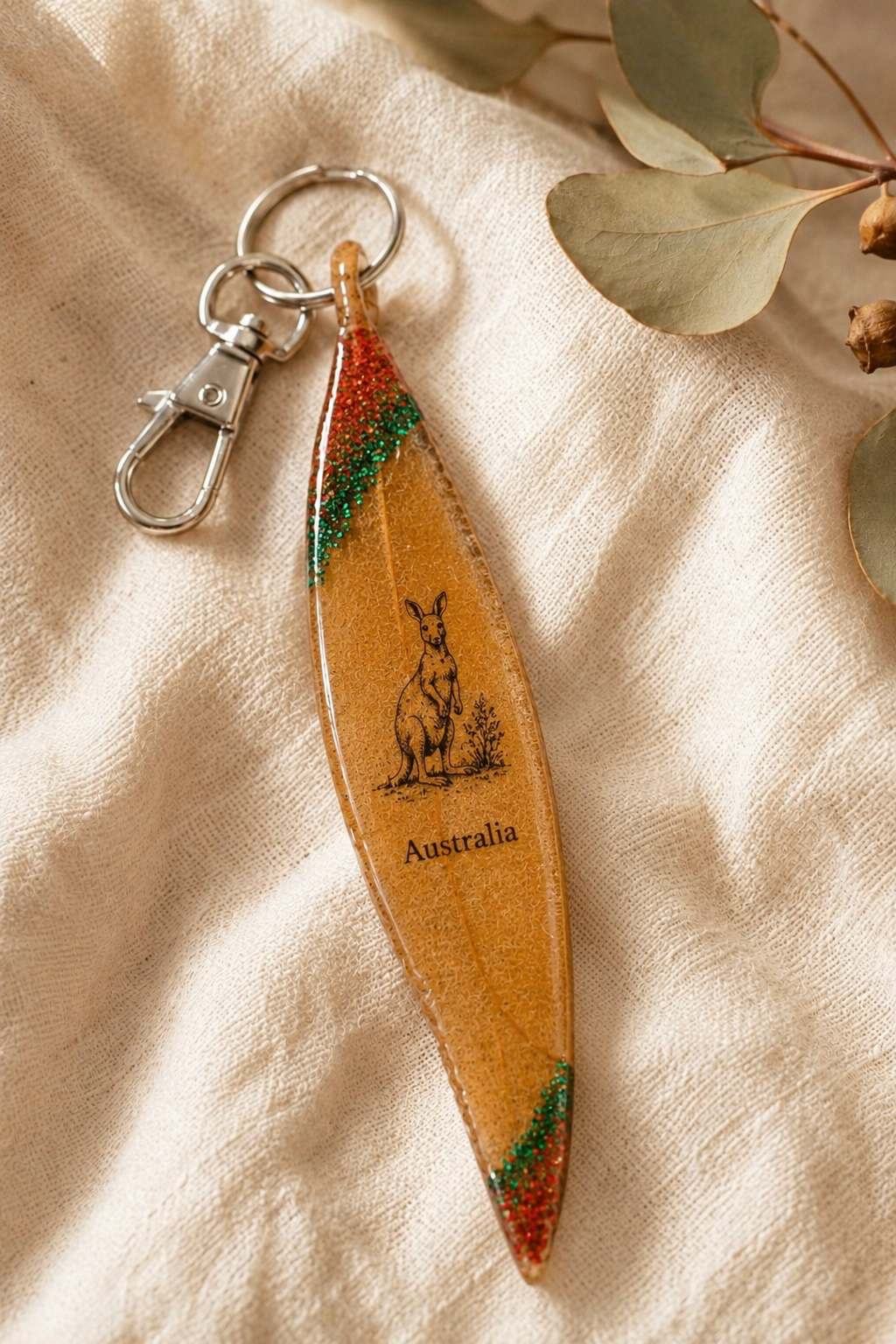 Australian Eucalyptus Leaf Keychain