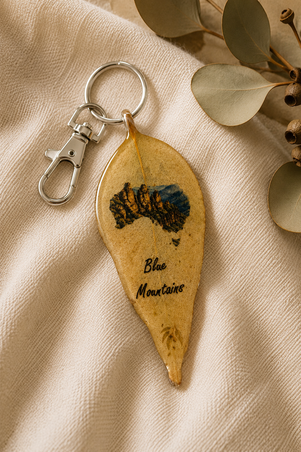Australian Eucalyptus Leaf Keychain