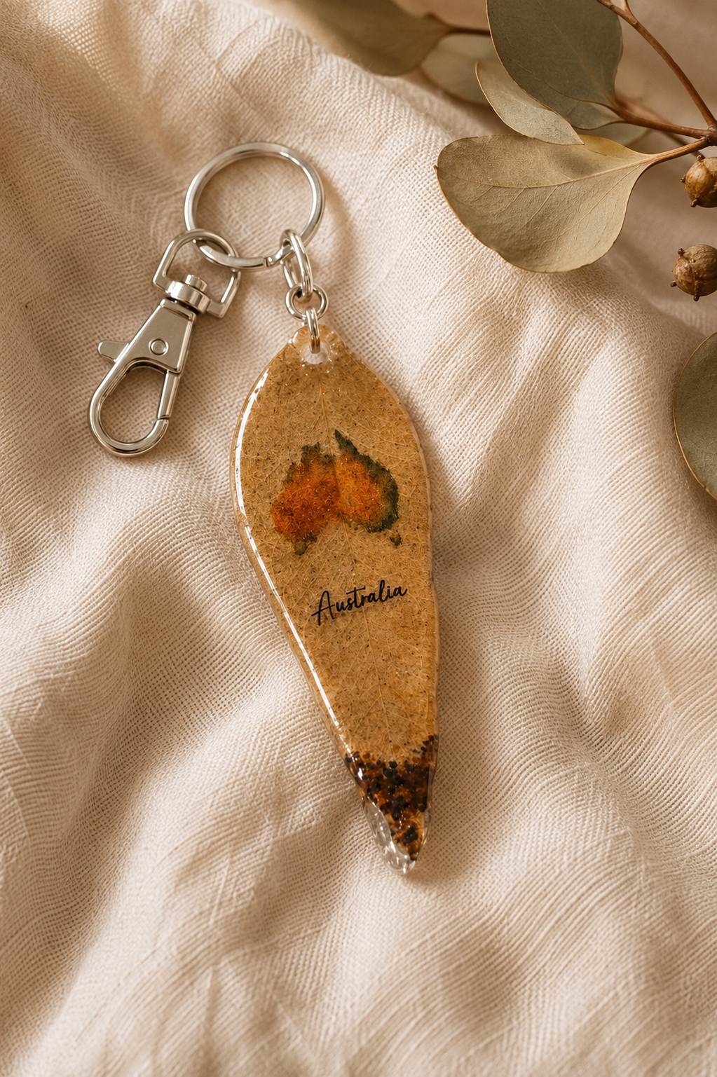 Australian Eucalyptus Leaf Keychain