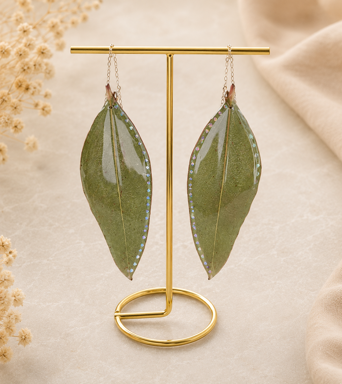 Eucalyptus Leaf Pendant & Earrings Set