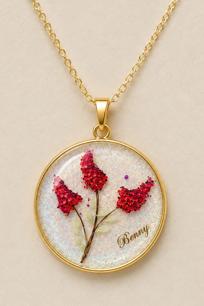 Personalized Hair Keepsake Pendant - Floral