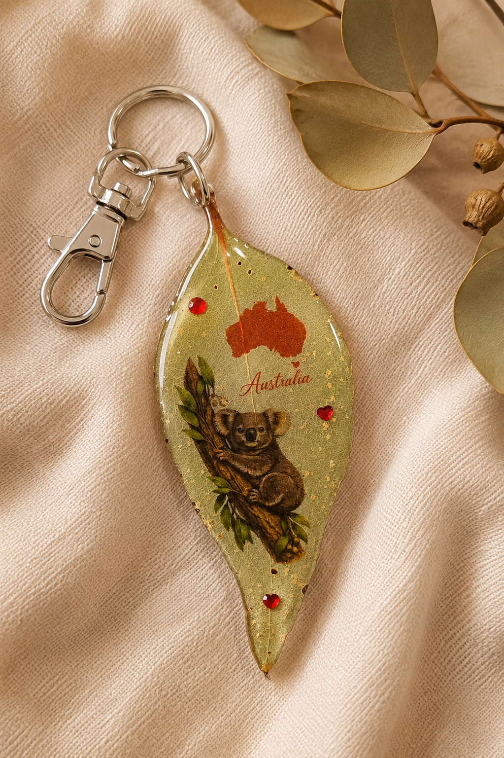 Australian Eucalyptus Leaf Keychain