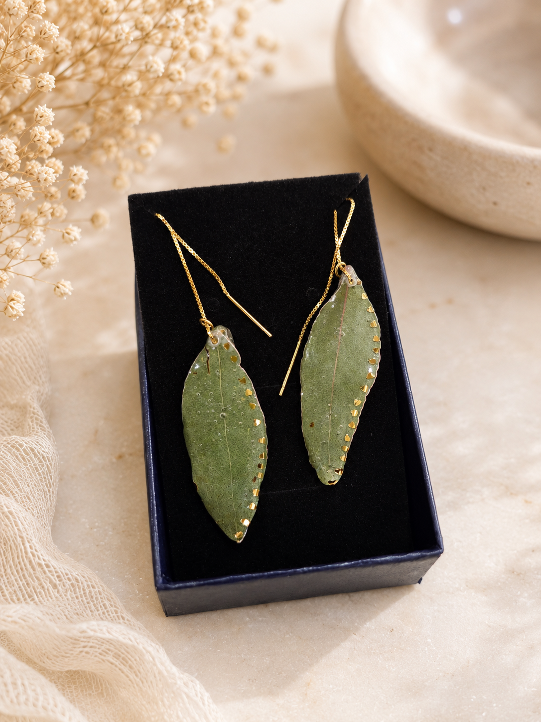 Eucalyptus Leaf Pendant & Earrings Set
