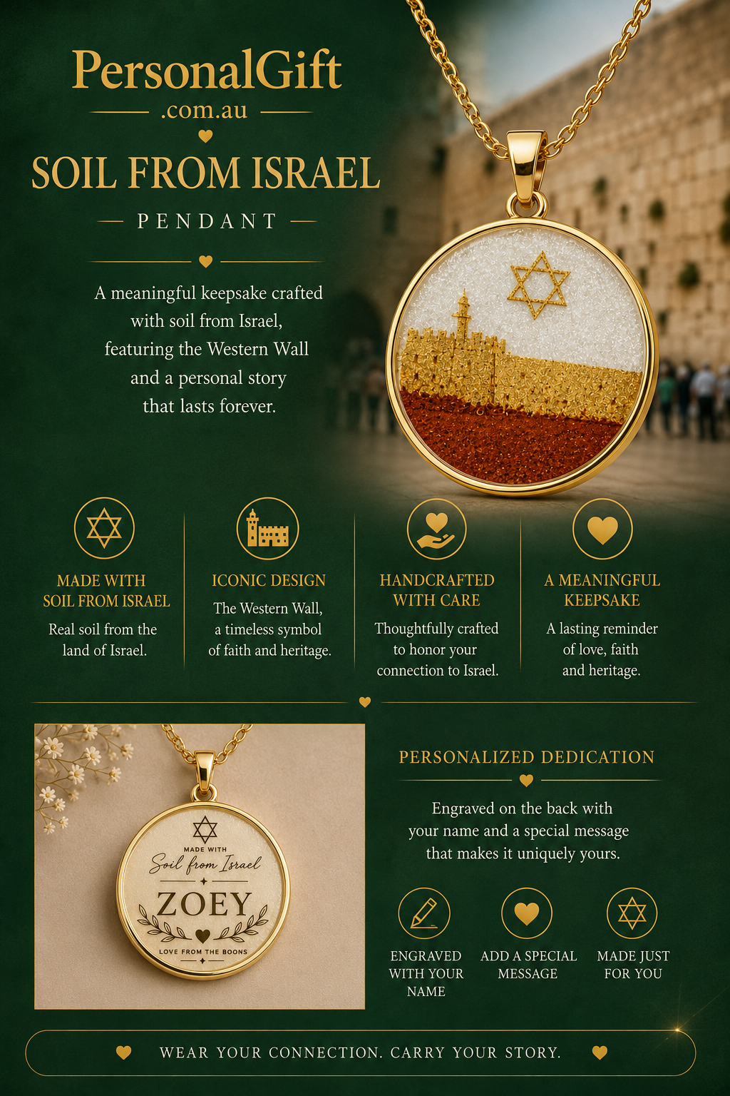 Soil From Israel Pendant and Matching Earings