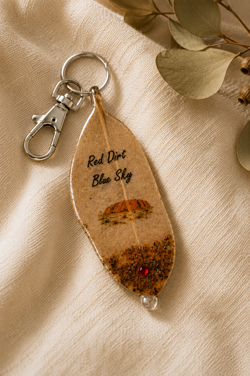 Australian Eucalyptus Leaf Keychain