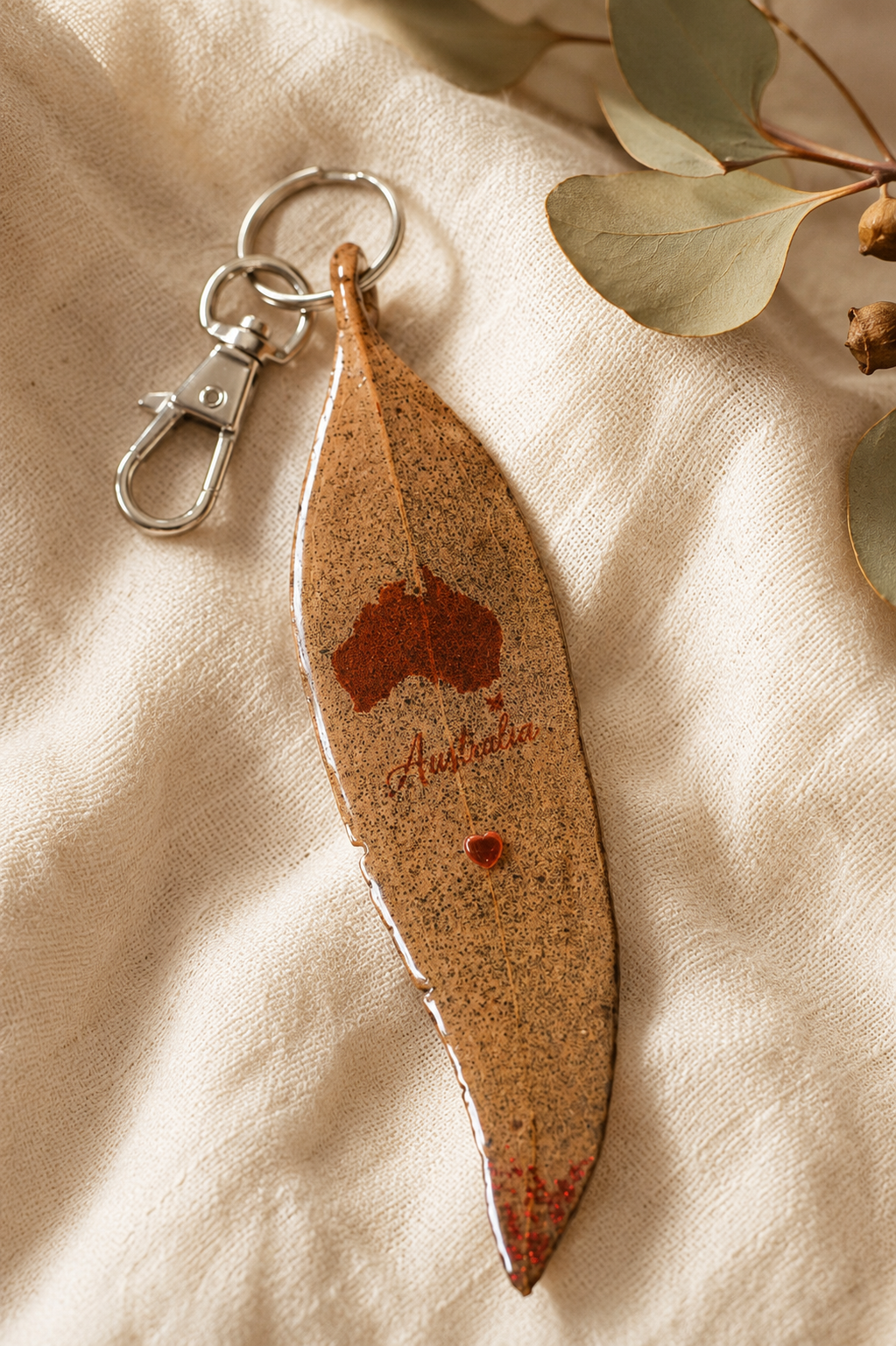 Australian Eucalyptus Leaf Keychain